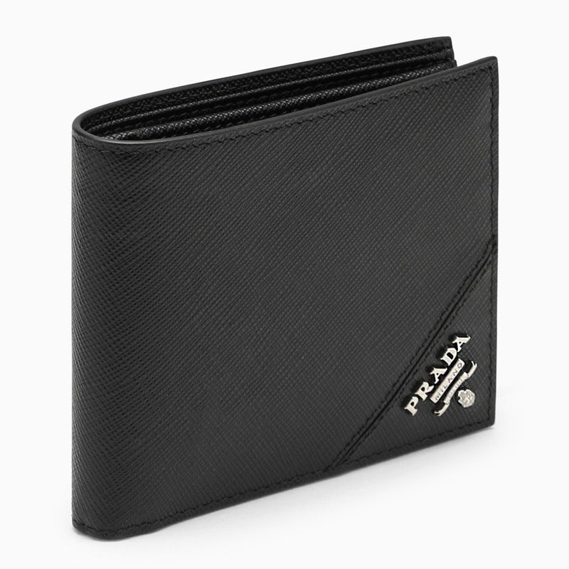 Prada Black Horizontal Wallet With Logo Men - 1