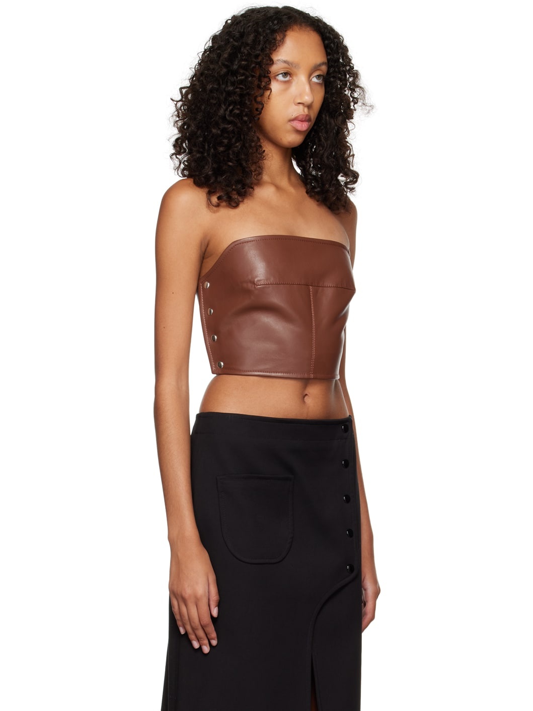 Brown Button Corset Tank Top - 2