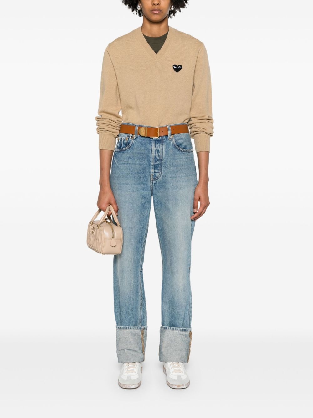 heart-patch wool jumper - 3