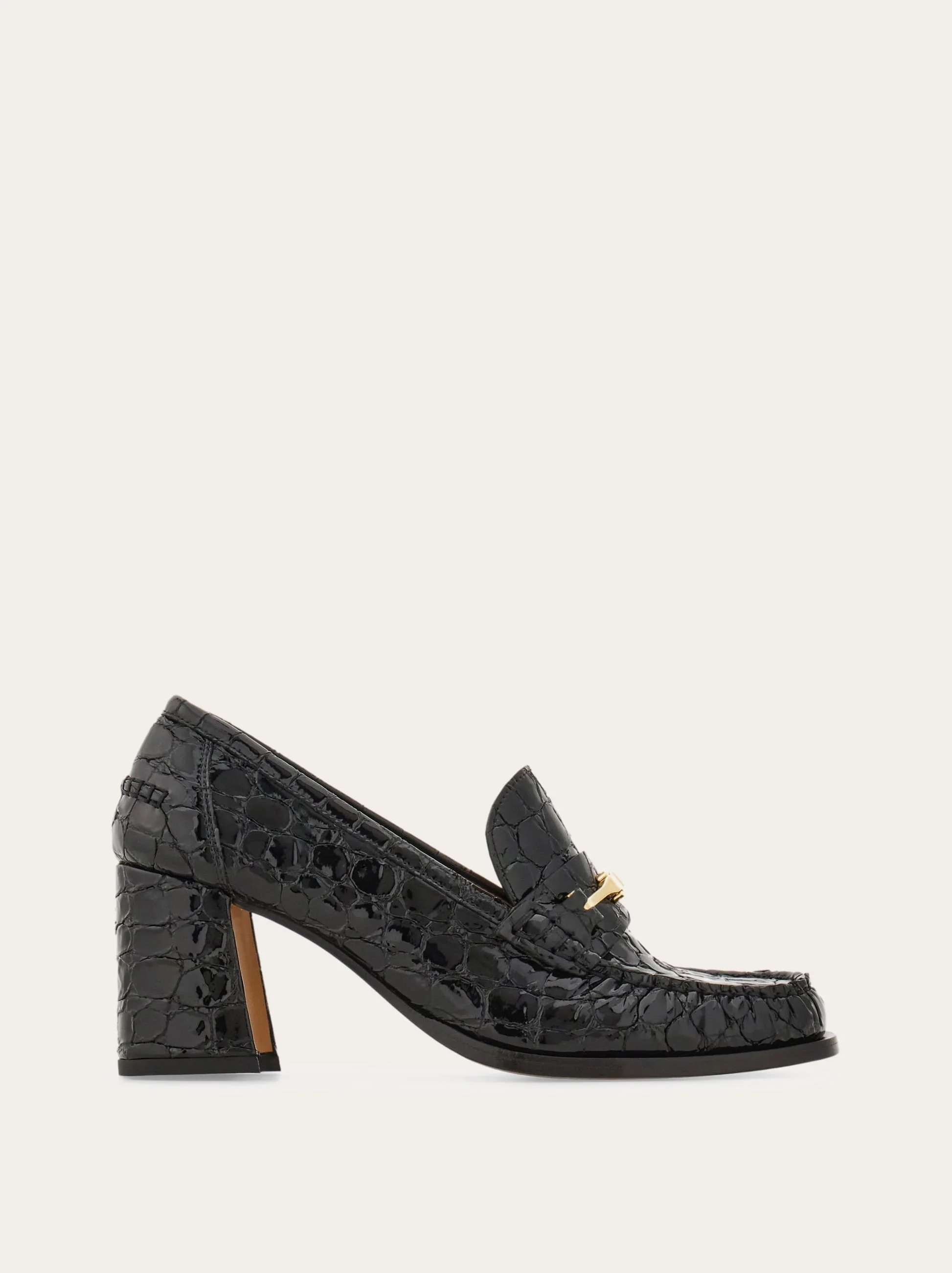F buckle heeled loafer - 1