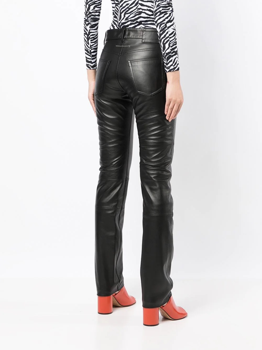 straight-leg leather trousers - 4