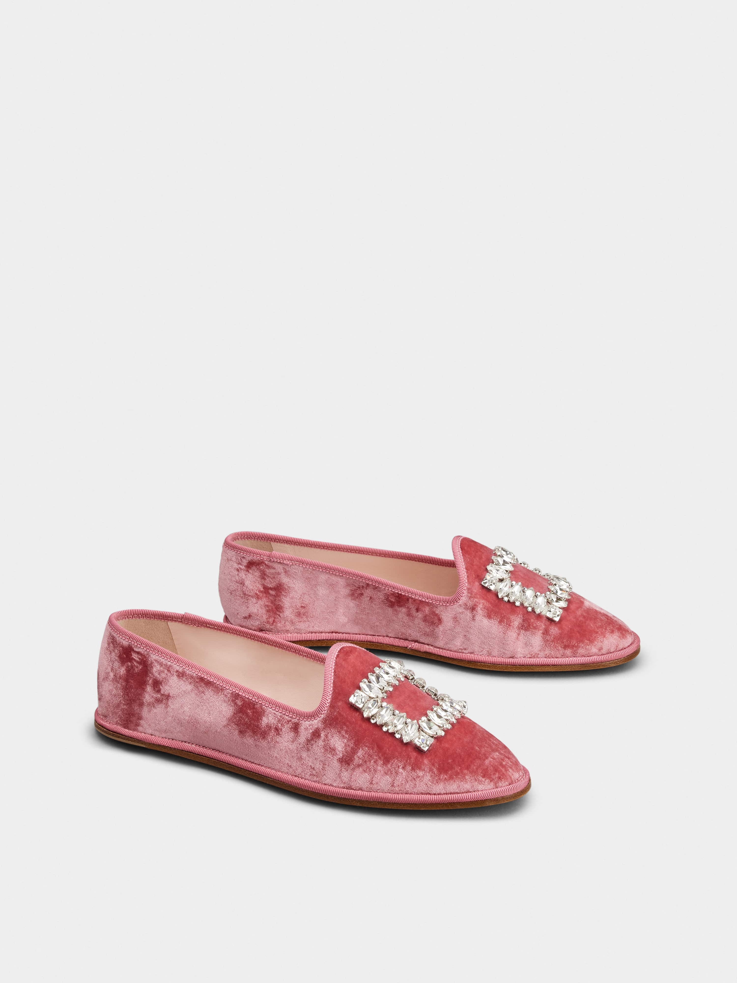 Babby Viv' Strass Embroidered Buckle Slippers in Velvet - 2