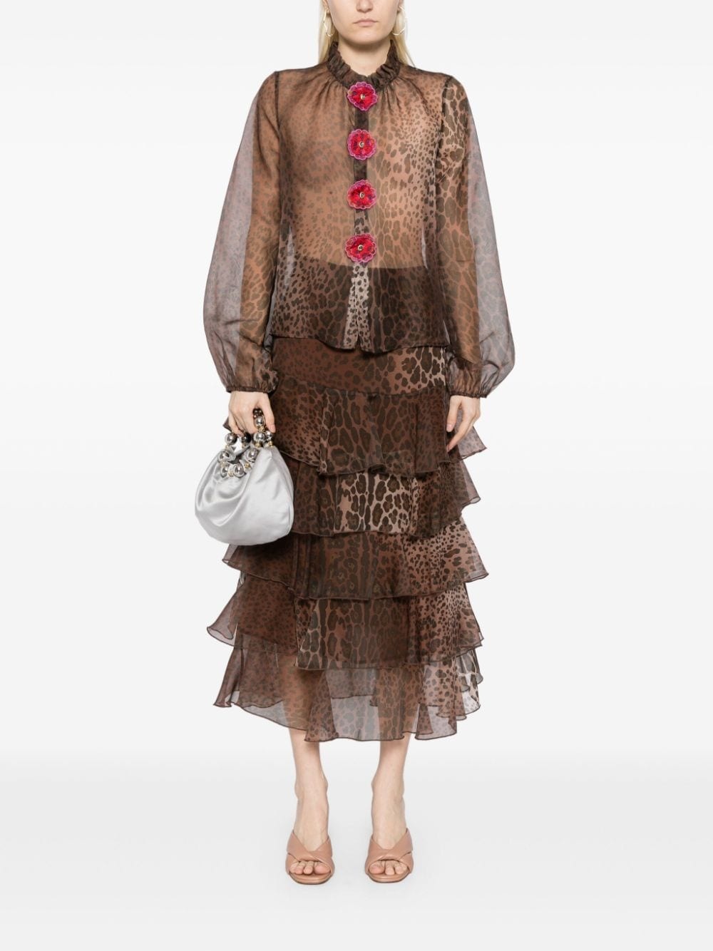 leopard-print silk blouse - 2