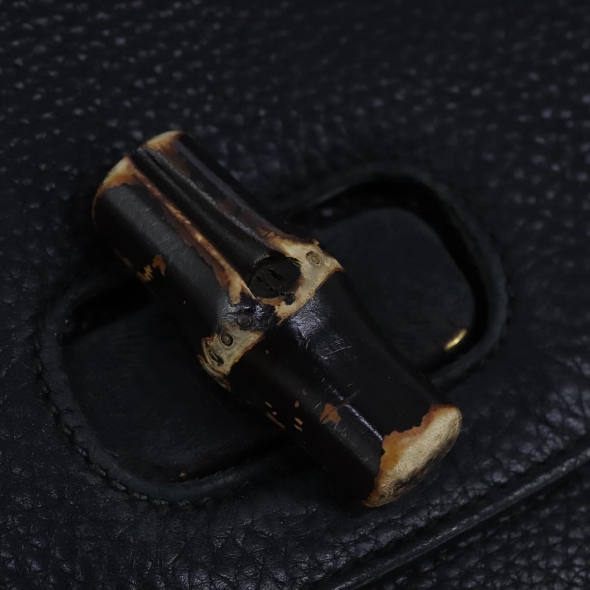 GUCCI Bamboo Daily Hand Bag Leather Black - 14