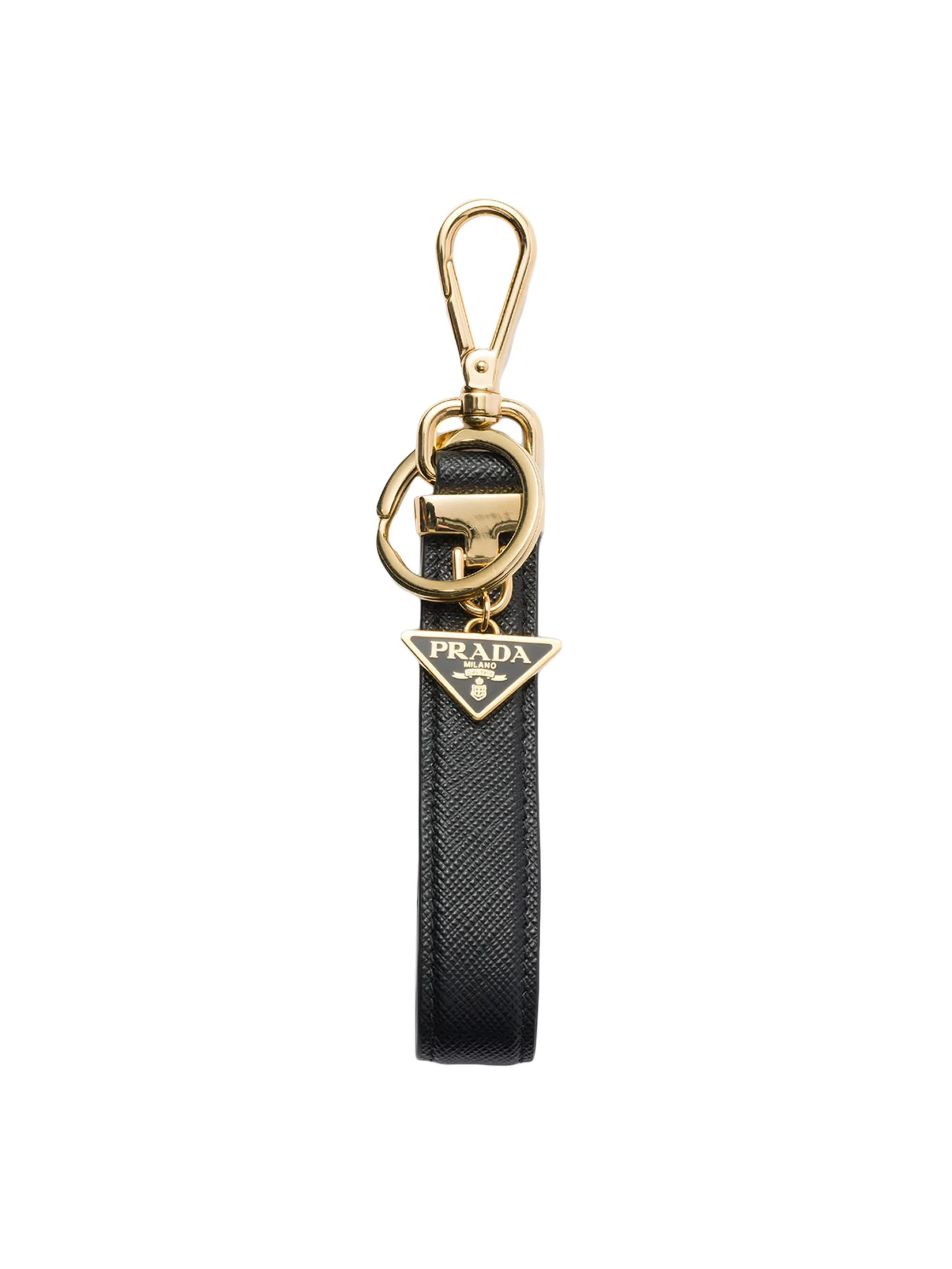 Men's Saffiano Leather Key Ring - Black - 1