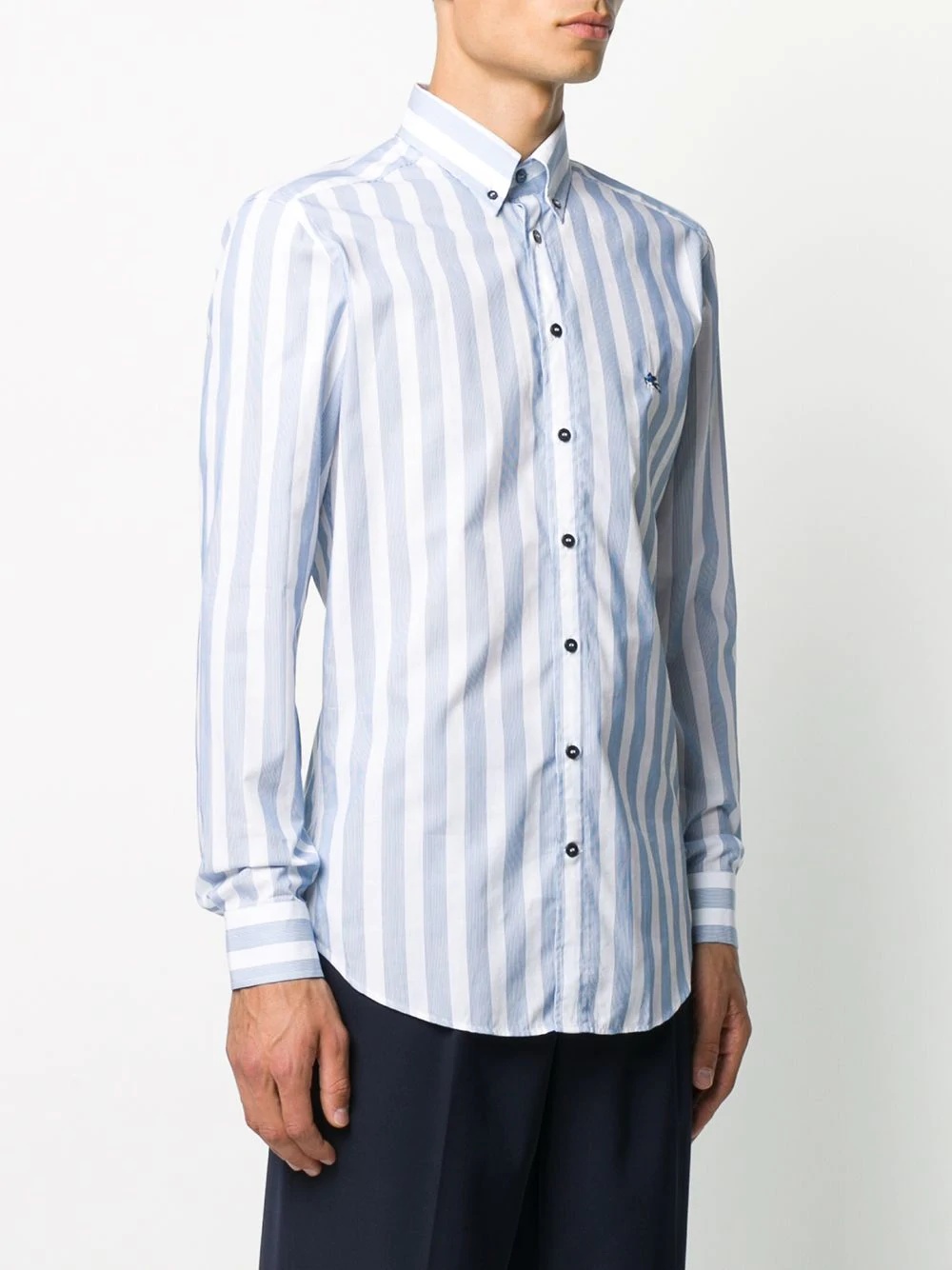 logo-embroidered stripe shirt - 3