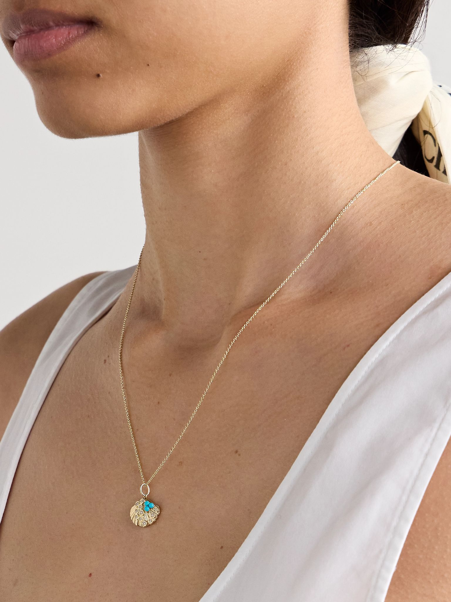 14-karat gold, diamond and turquoise necklace Gold - 2