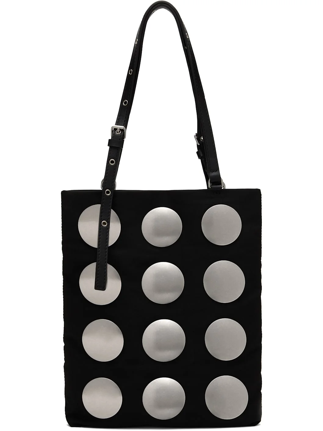 Black Round Studded Mini Tote - 1