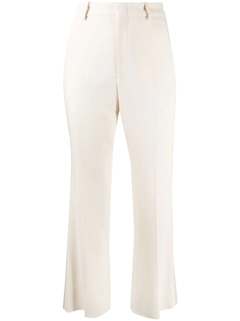 braided trim flared tailored trousers - 1