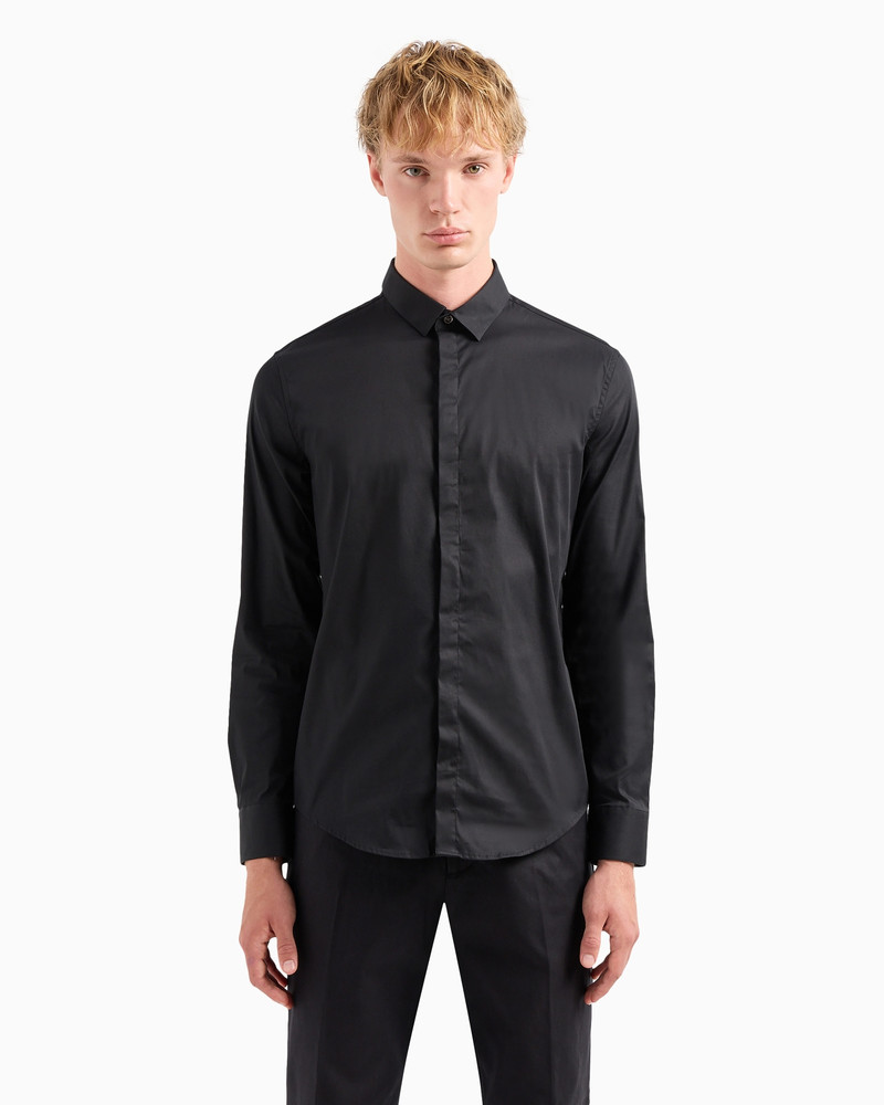 EMPORIO ARMANI Lightweight comfortable satin slim-fit shirt outlook