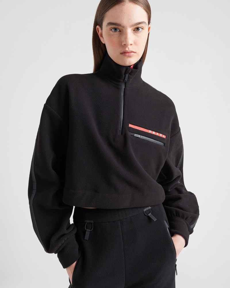 Cropped recycled technical fleece sweatshirt 4