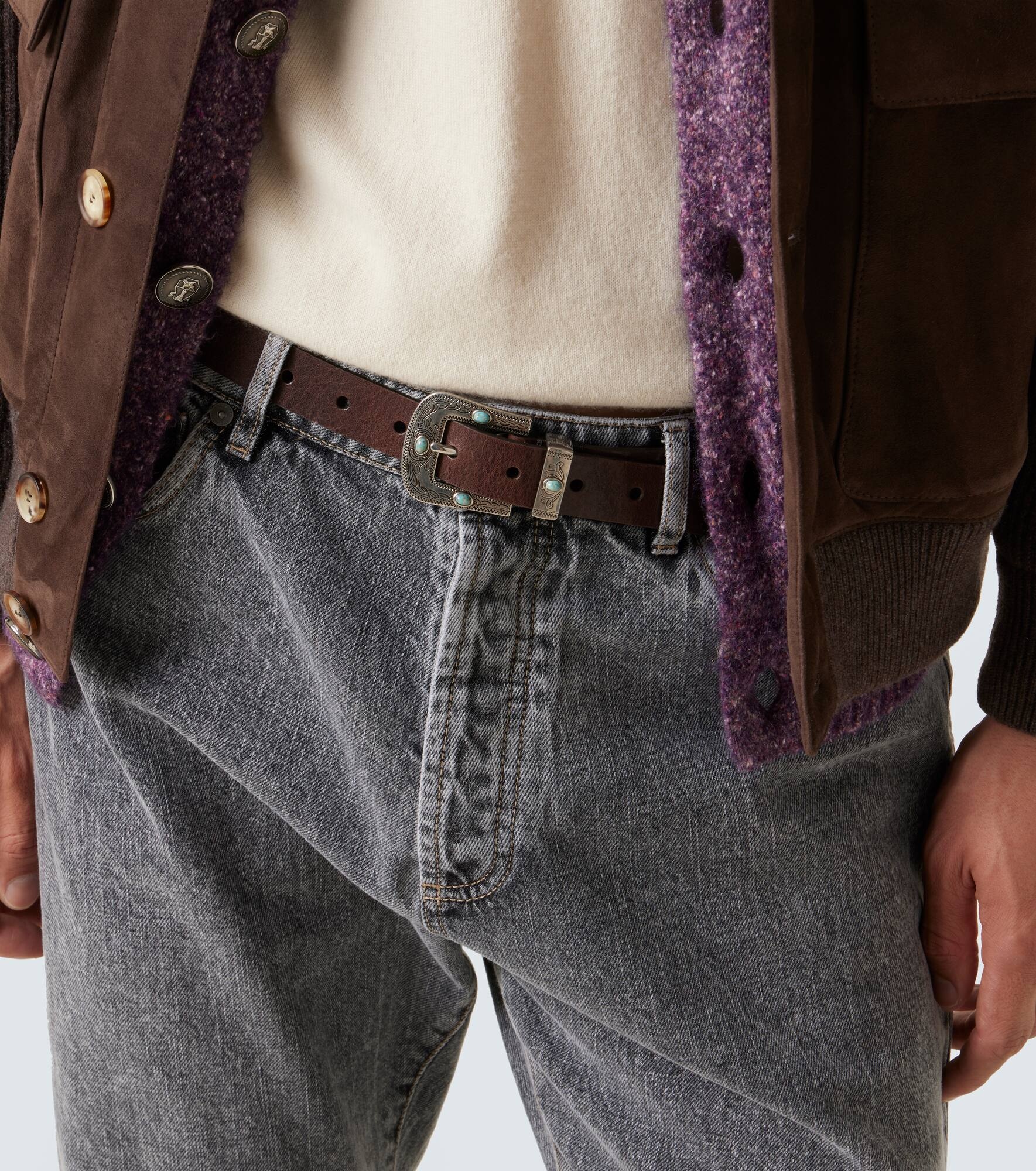 Embellished leather belt - 3