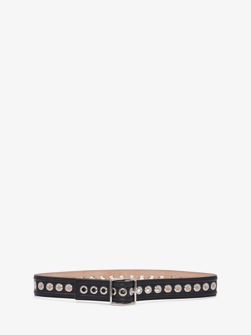 Women's Eyelet Medium Waist Belt in Black - 1