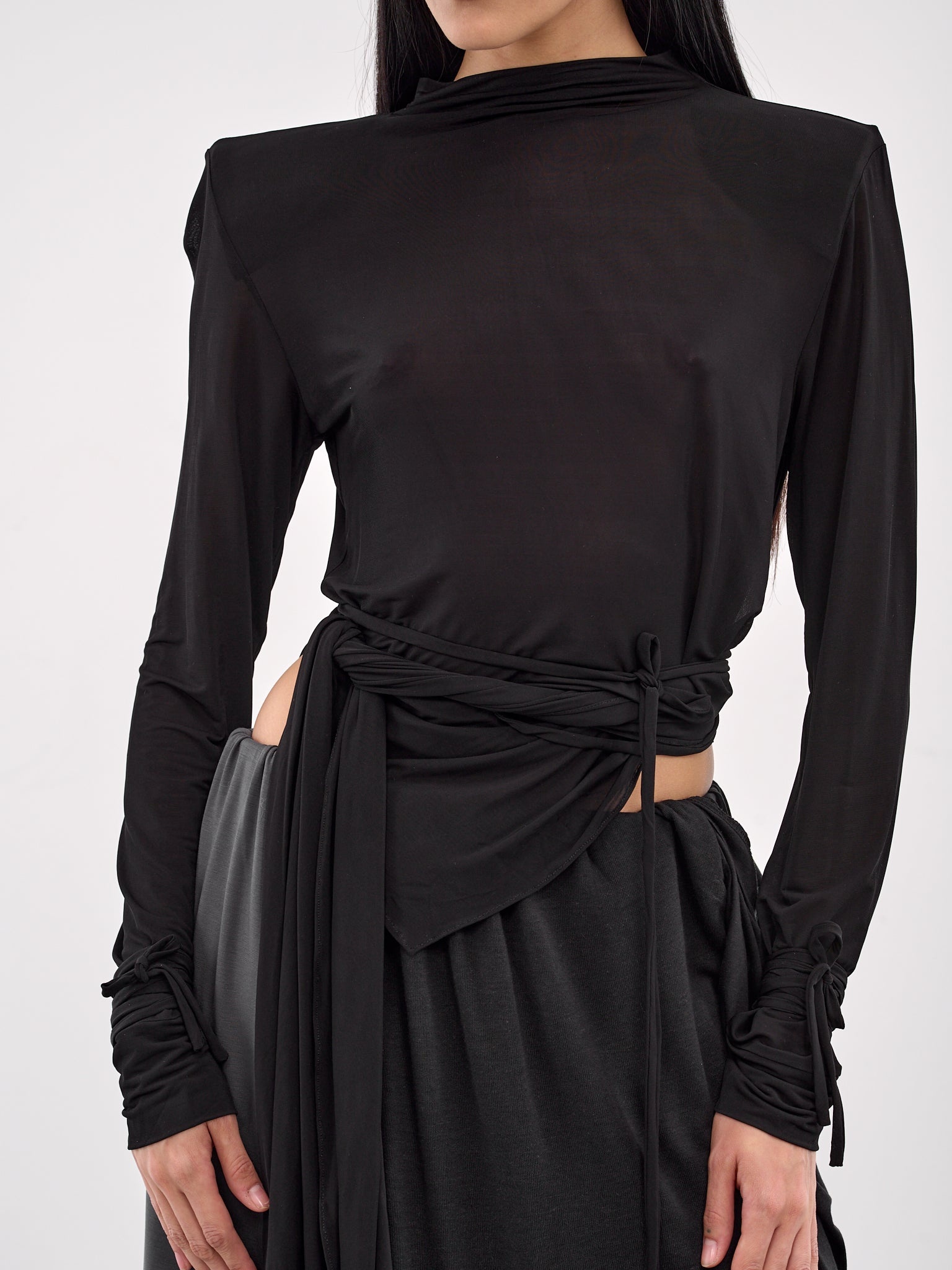 Draped Structured Shoulder Blouse - 4
