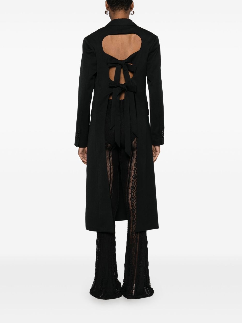 bow-detail cut-out coat - 2
