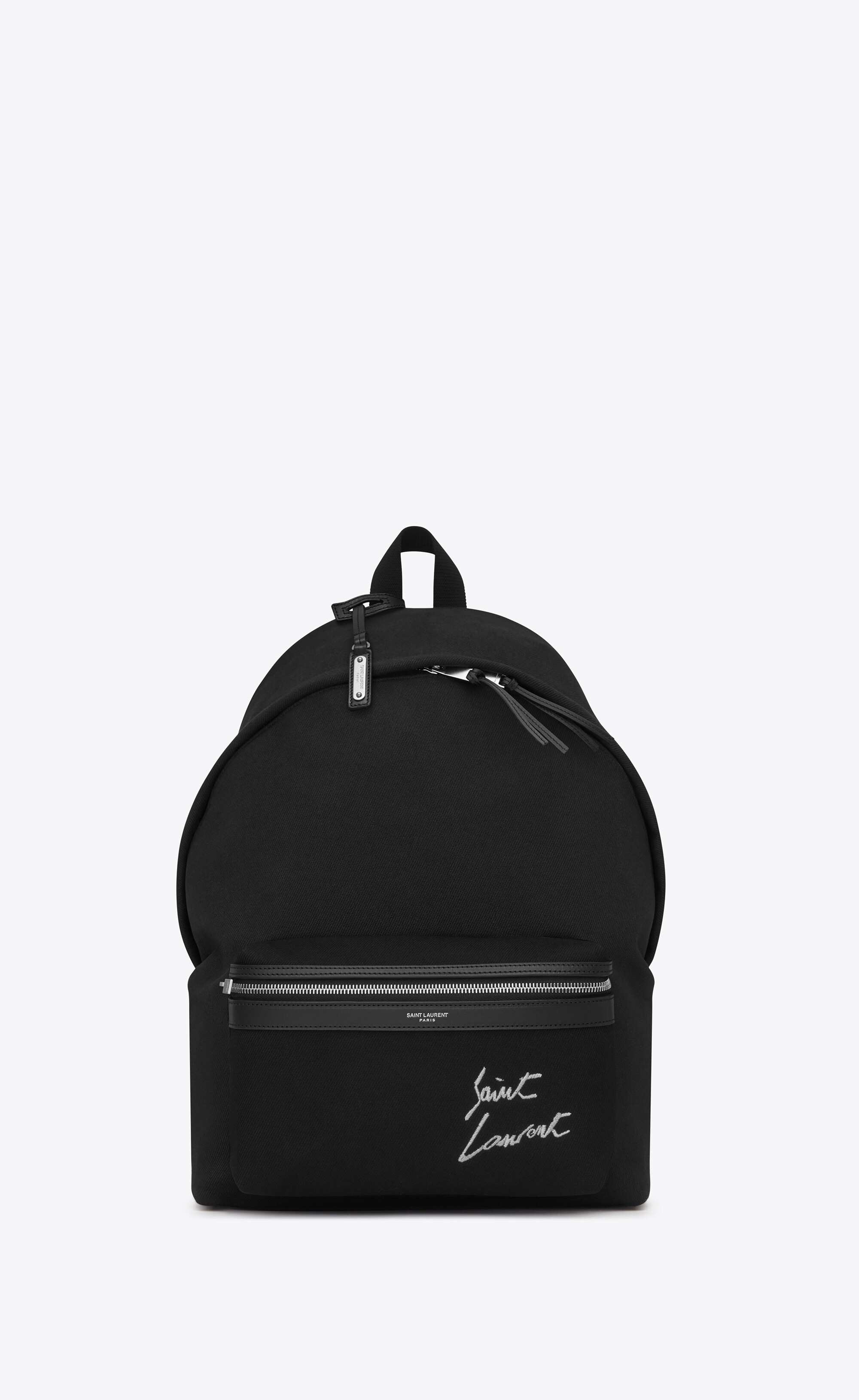 saint laurent embroidered city backpack in canvas - 1