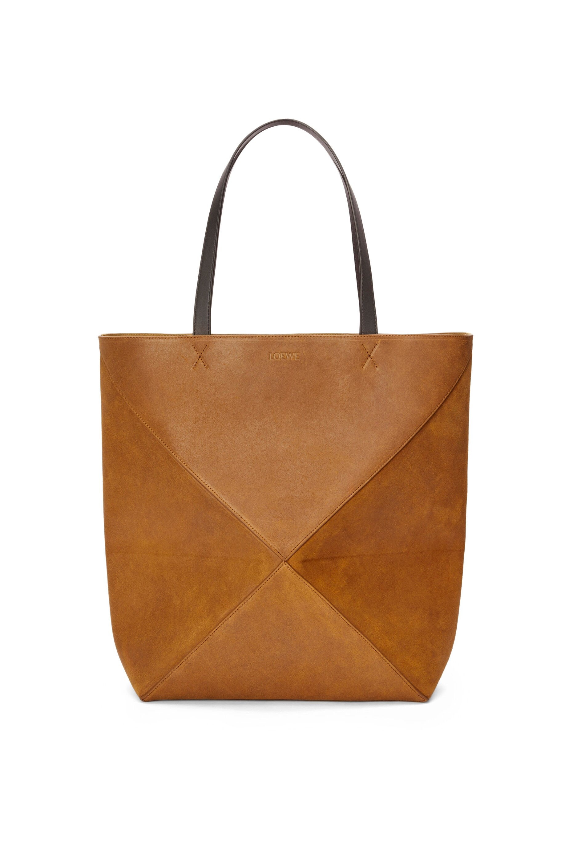 XL Puzzle Fold tote in pressed suede - 1