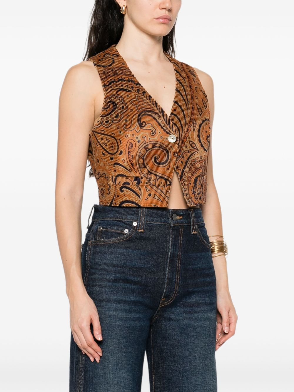 paisley-pattern corduroy waistcoat - 3