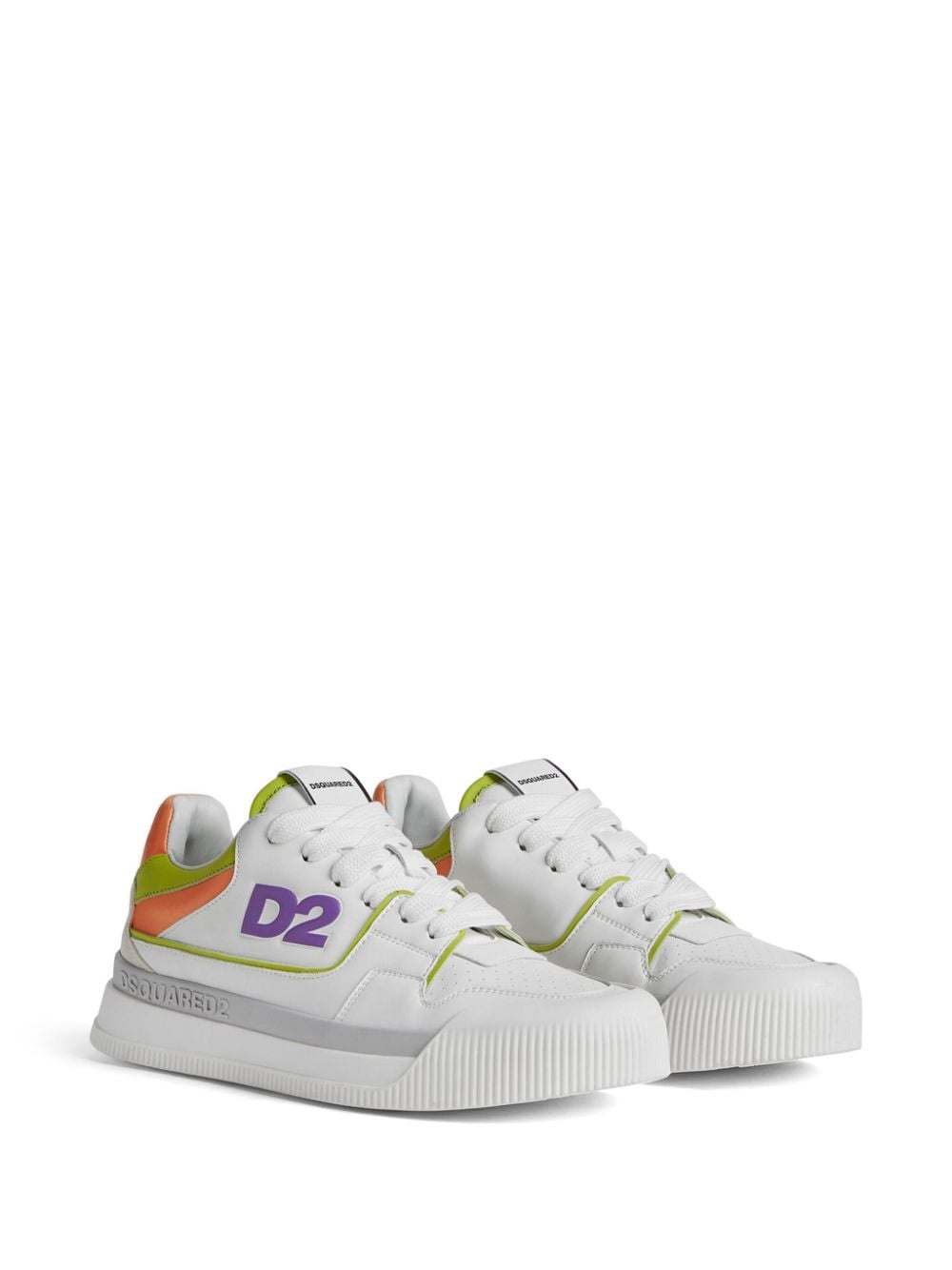 logo-embossed leather sneakers - 2