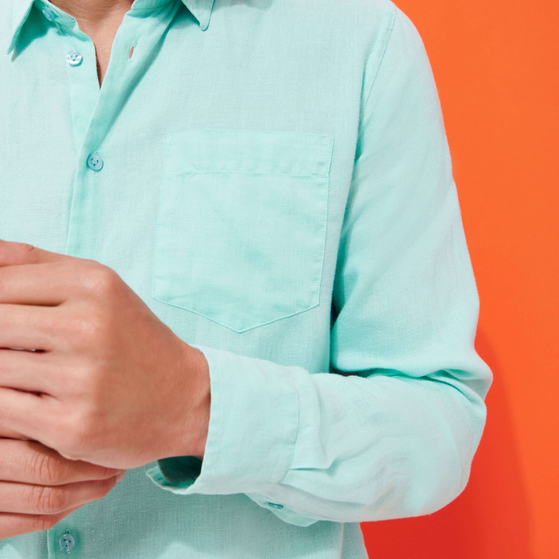 Men Linen Shirt Solid 5