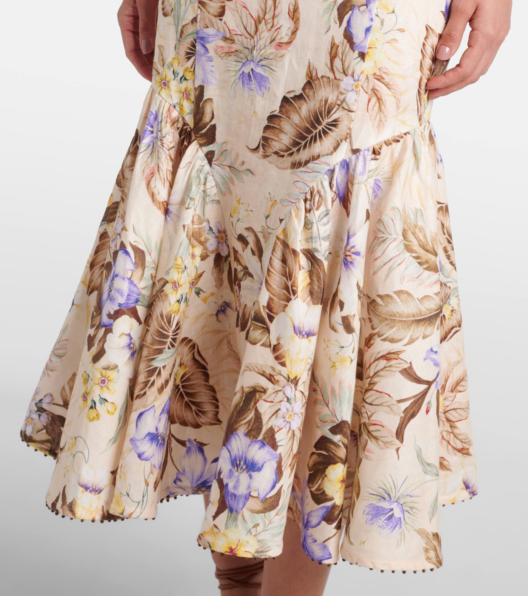Coco bow-detail floral linen midi dress - 5