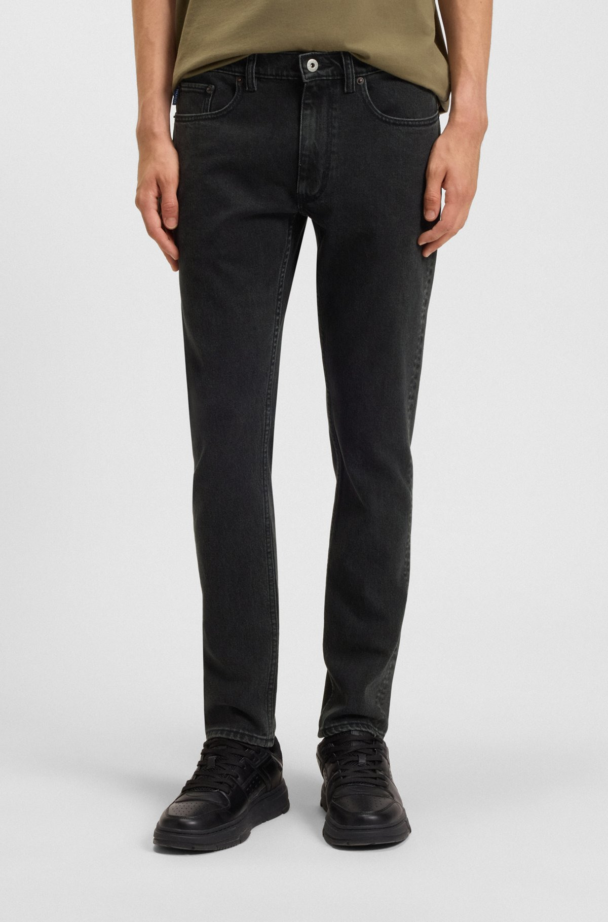 SKINNY-FIT JEANS IN WASHED BLACK DENIM - 2