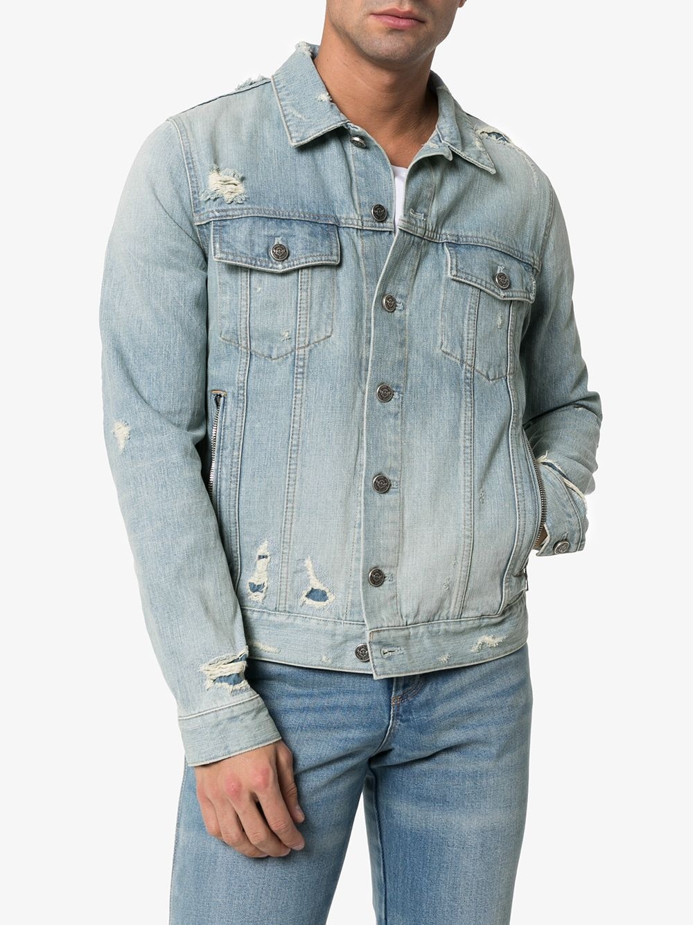 logo embossed denim jacket - 3