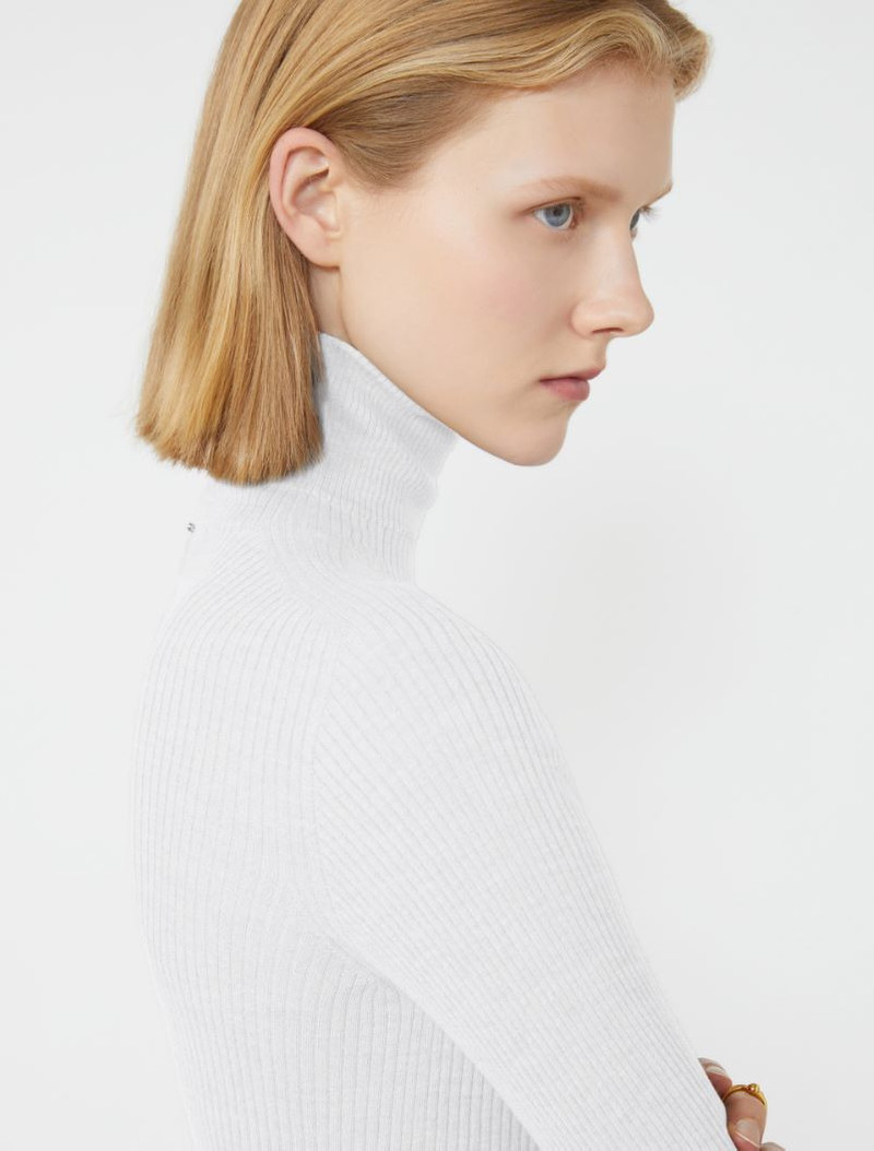 Wool mock polo-neck sweater - white 5