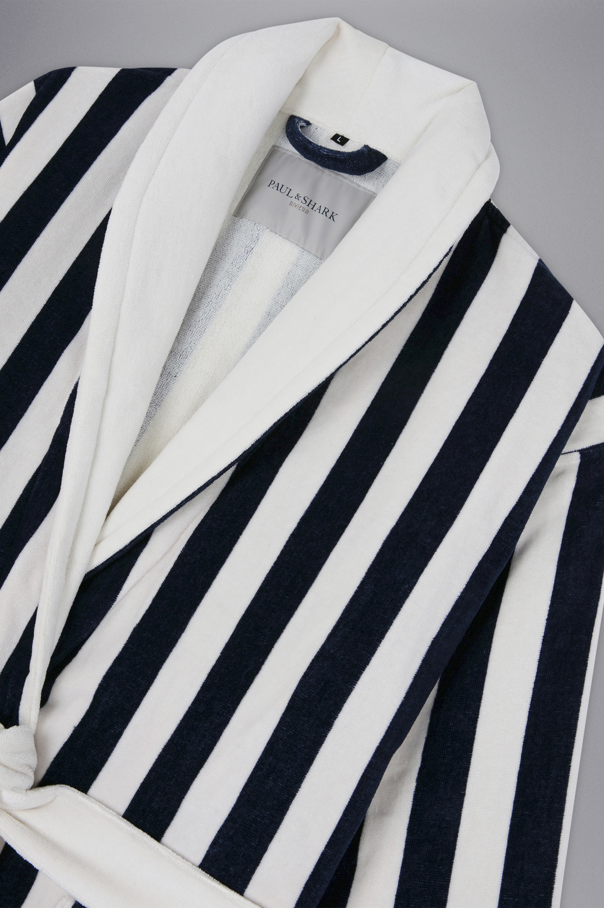 COTTON BATHROBE WITH STRIPED PATTERN - 2