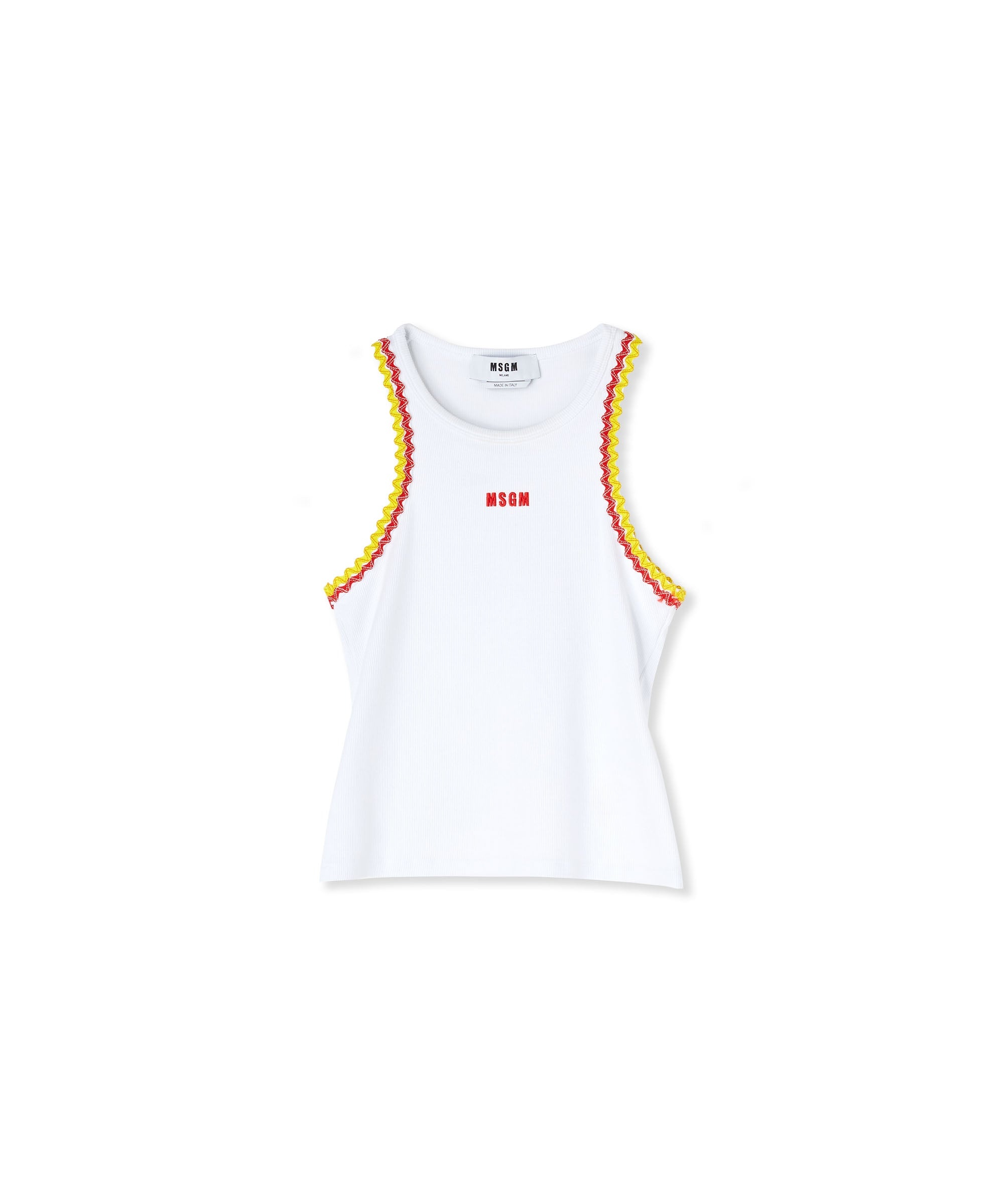 Ribbed jersey tank top with applications and embroidered logo - 1