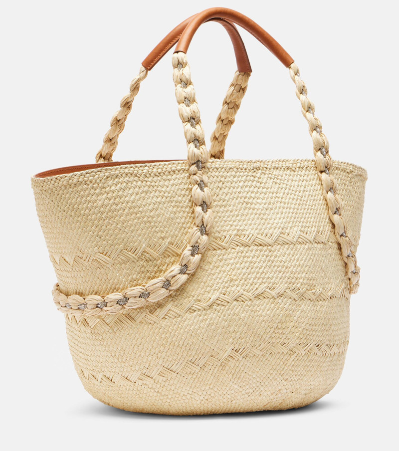 Isla raffia-effect tote bag 4