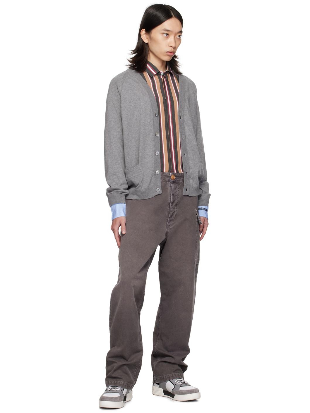 Brown Striped Teddy Patch Shirt - 4