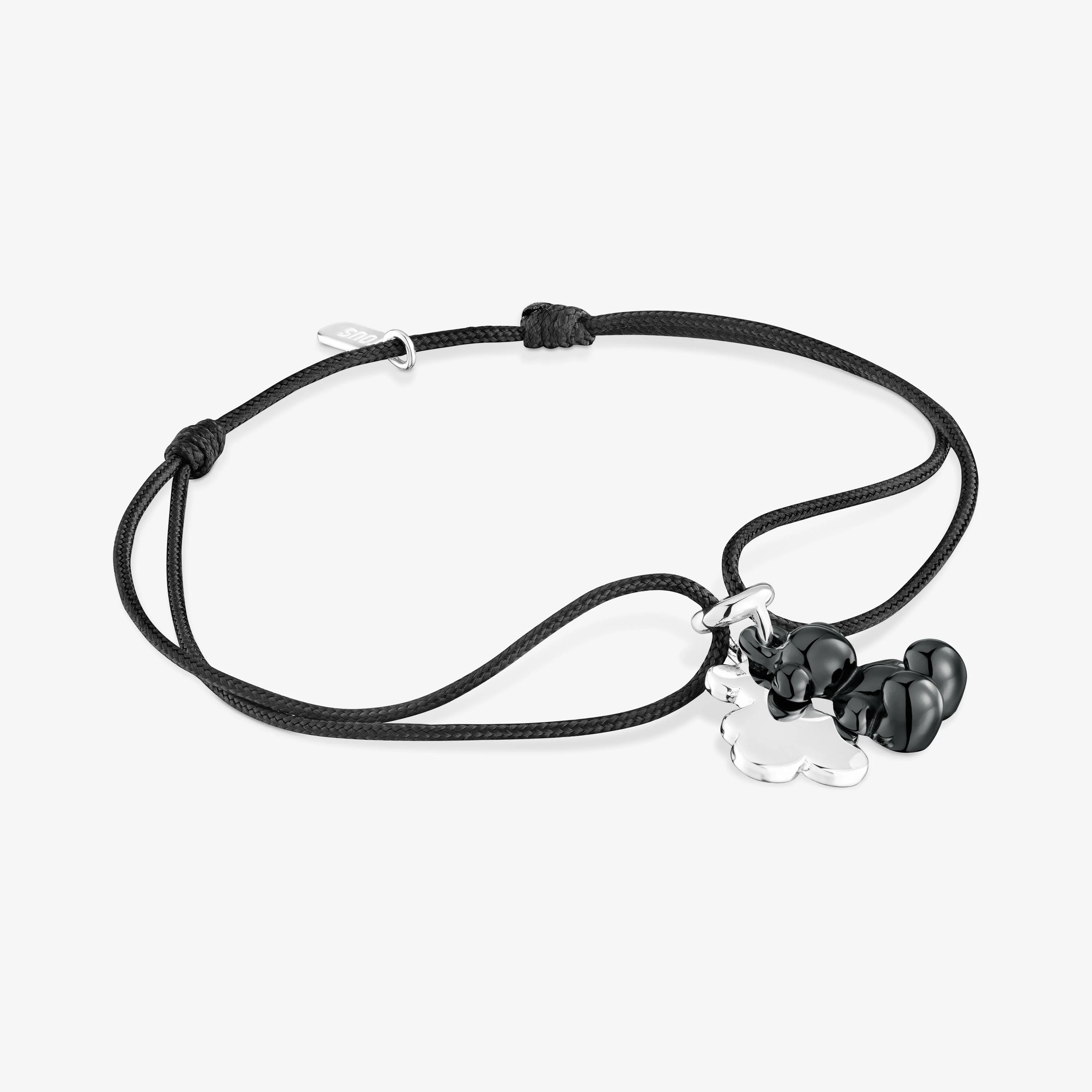 Silver with black ceramic and black nylon double-bear Bracelet Bold Bear - 1