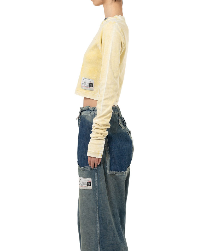 Bleached Cropped Long Sleeve T-shirt 17