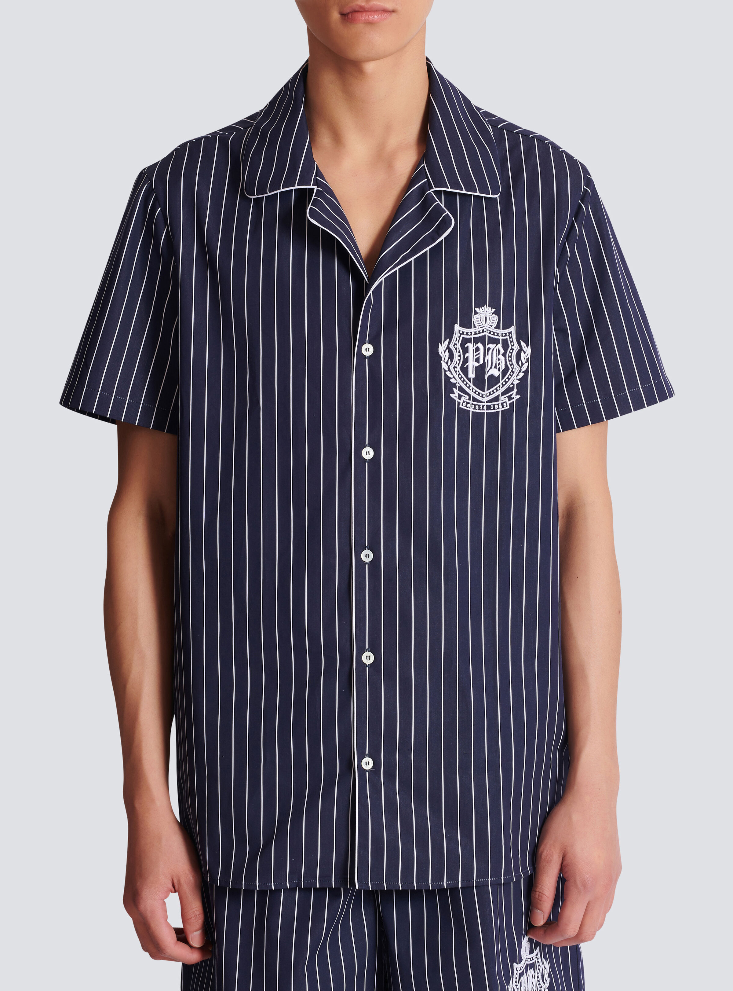 Striped poplin pyjama shirt - 5
