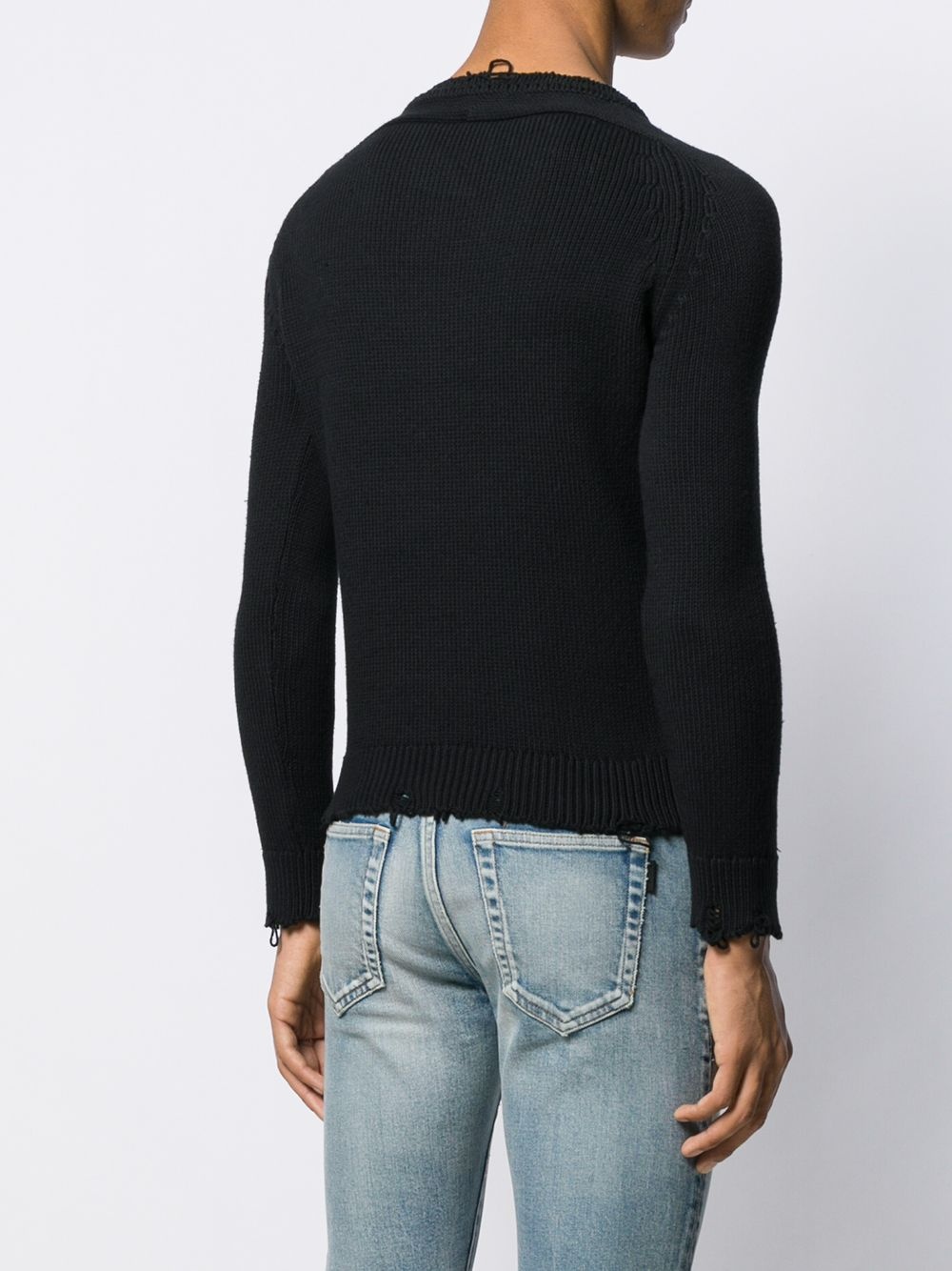 distressed-effect crew neck jumper - 4