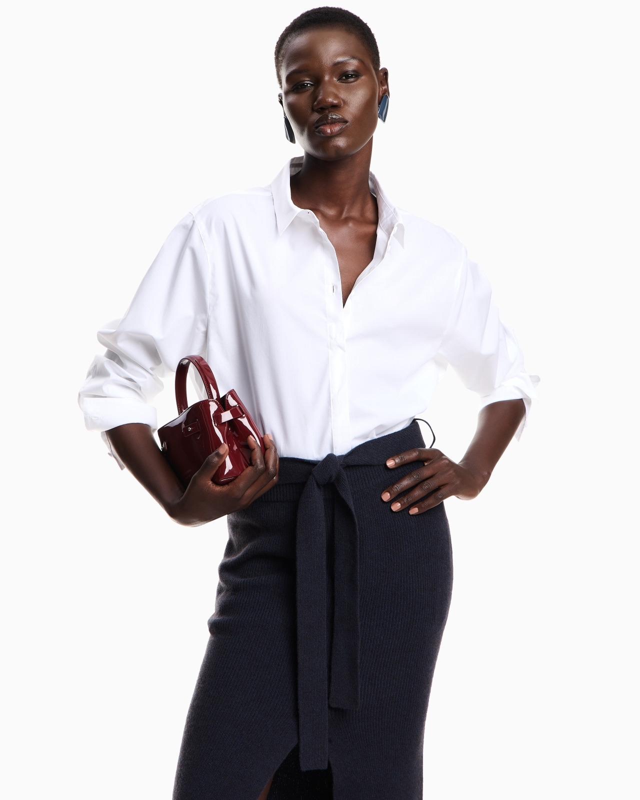 WOOL LONG SKIRT WITH SLIT AND BELT - 5