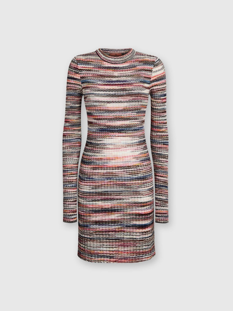 Ribbed wool and viscose slub mini-dress - 1