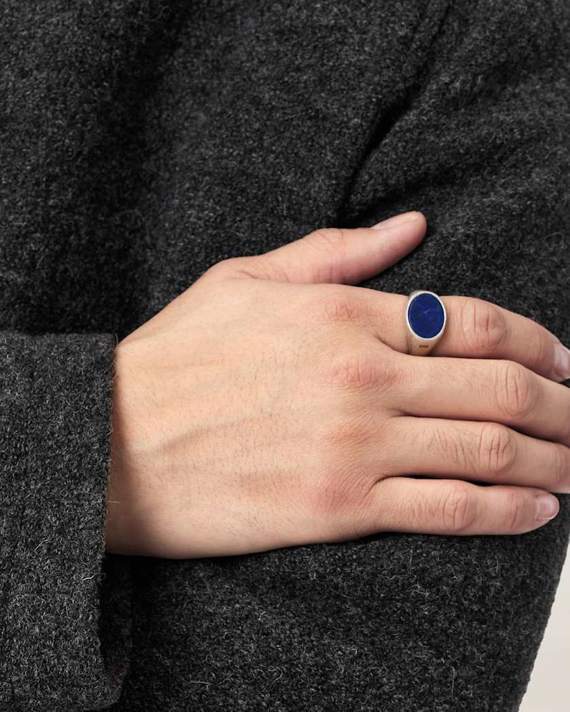 ALLSAINTS OWEN INKY BLUE STONE STERLING SILVER RING outlook