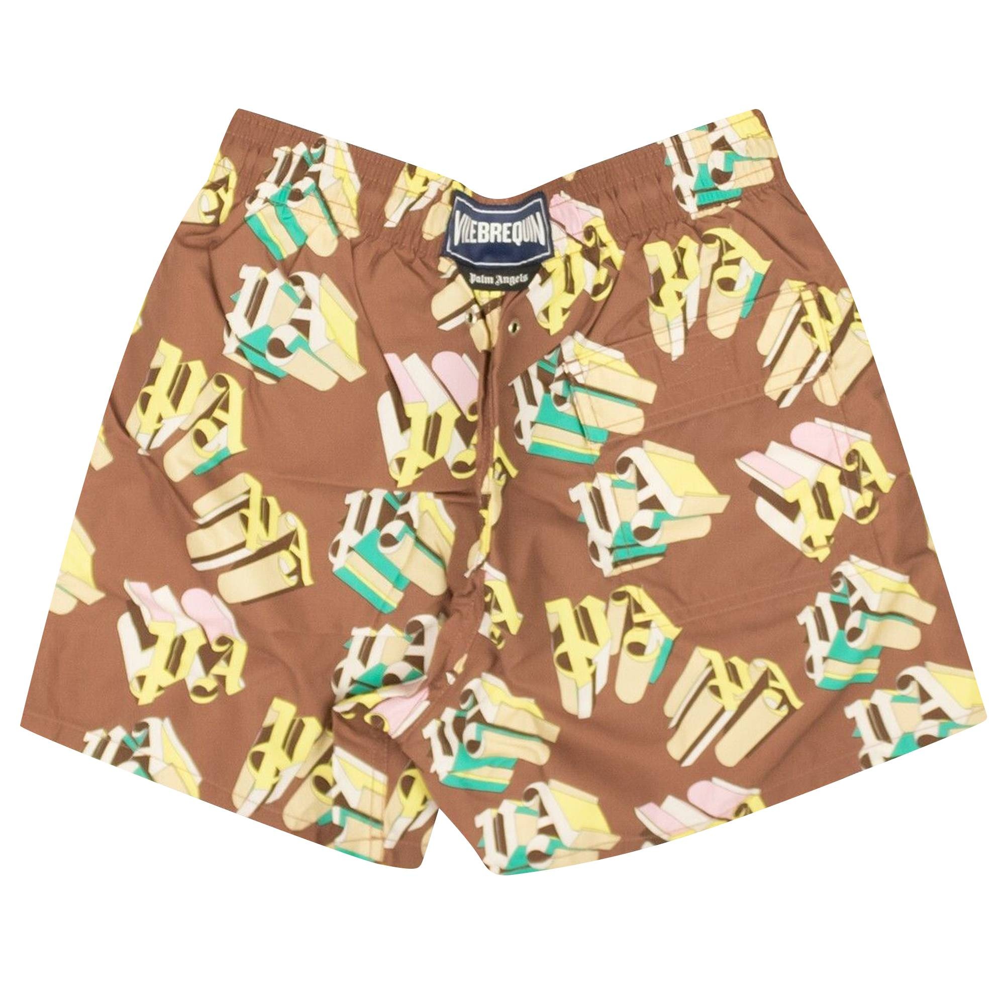 Palm Angels x Vilebrequin Monogram Swimwear 'Brown/Yellow' - 2
