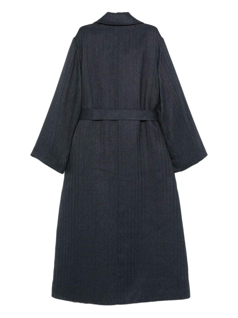 striped belted double-breasted coat - 2