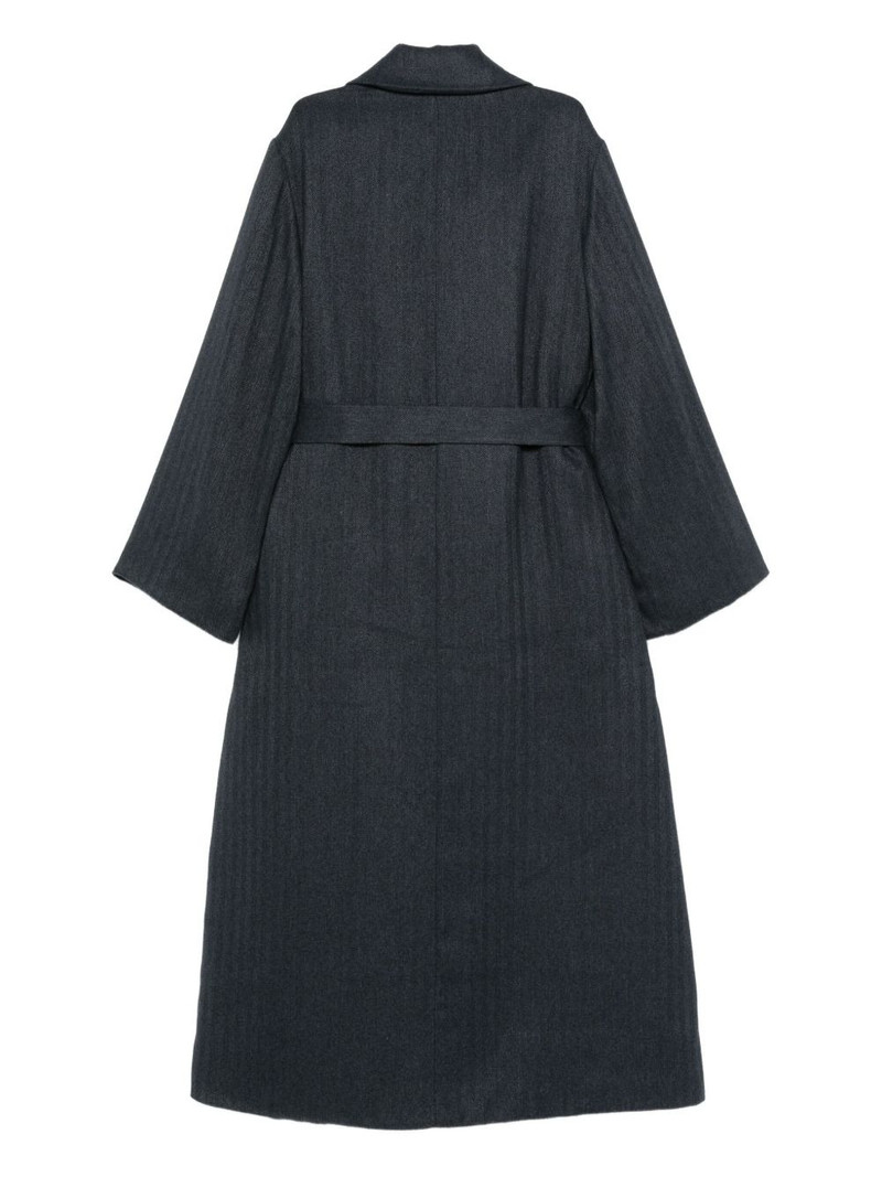 EMPORIO ARMANI striped belted double-breasted coat outlook