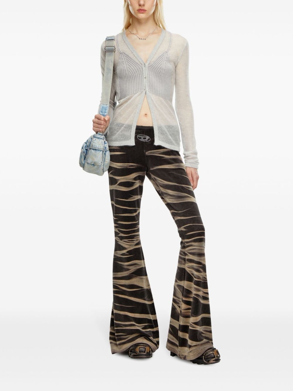 layered-effect knitted cargidan - 2