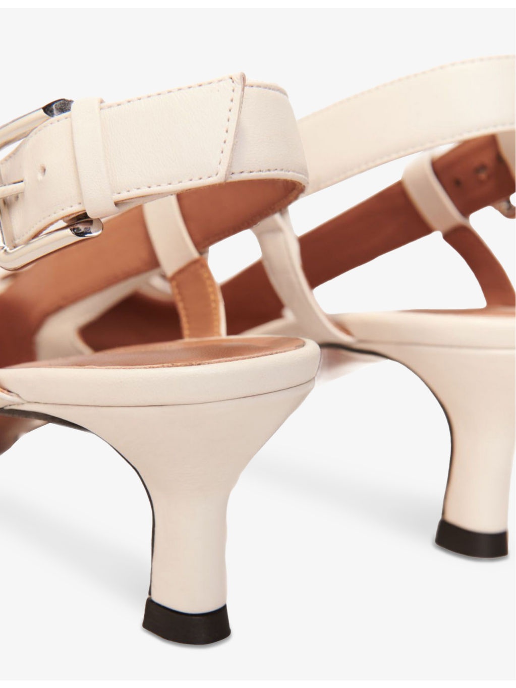 Double-Buckle Slingback Heeled Leather Pumps - 4