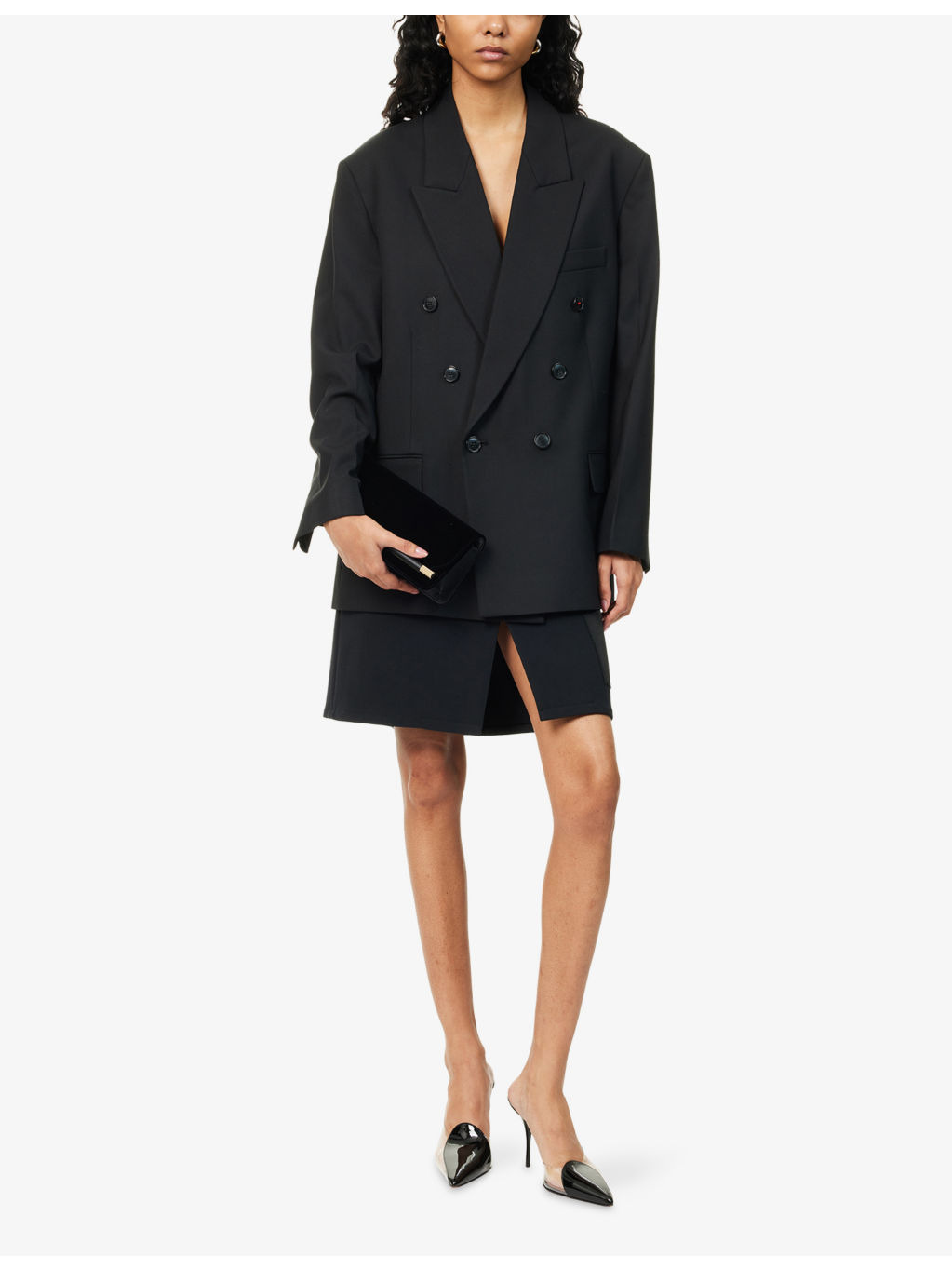 Peak-Lapels Relaxed-Fit Stretch-Woven Blazer - 2