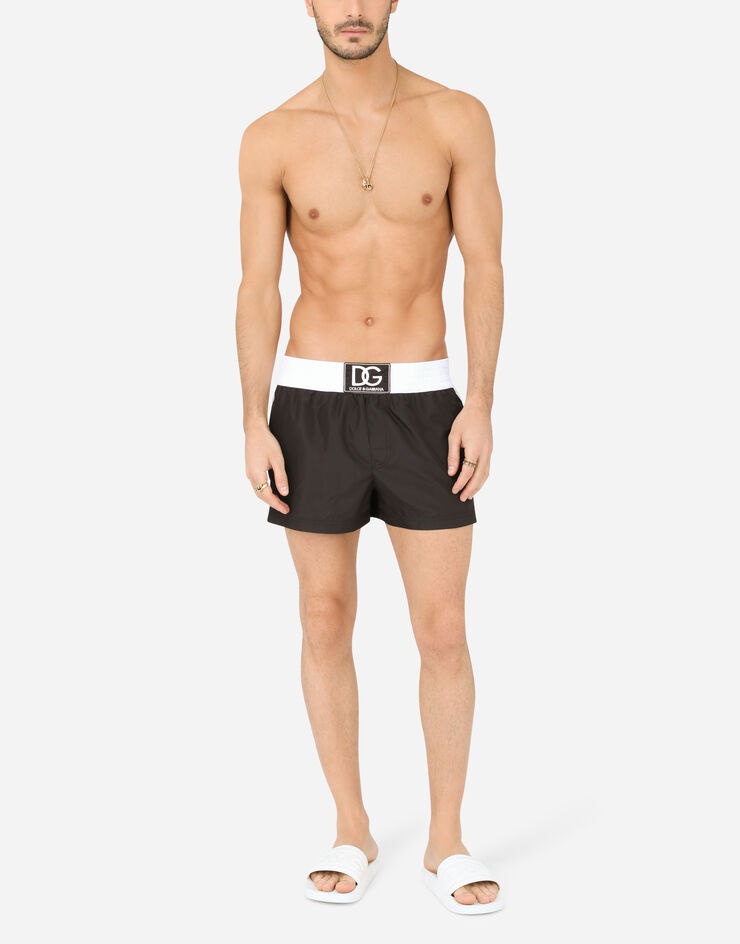 Two-tone short swim trunks with DG patch - 2