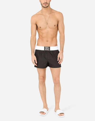 Dolce & Gabbana Two-tone short swim trunks with DG patch outlook