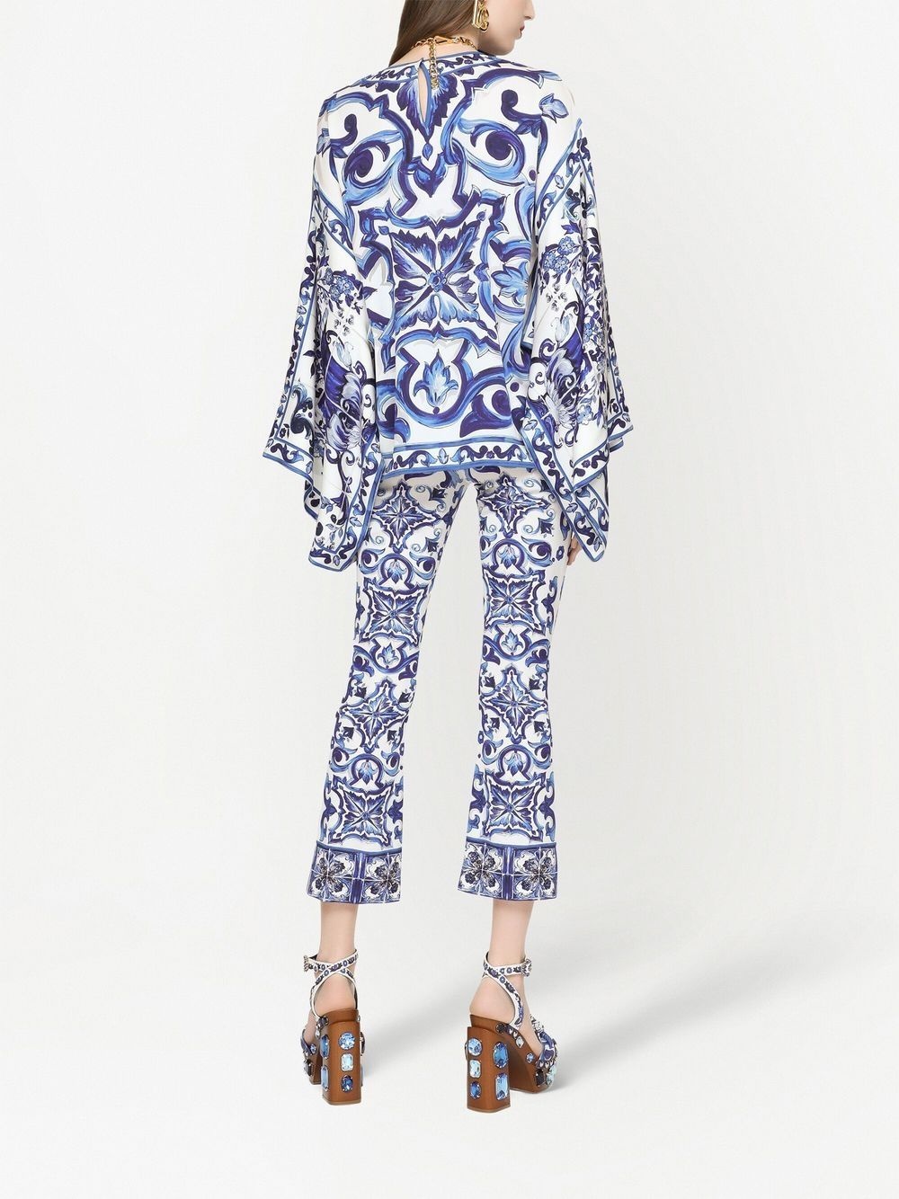 Majolica-print silk blouse - 4
