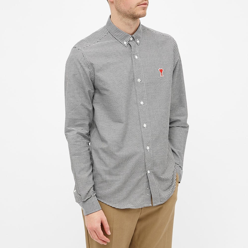 AMI Button Down Logo Gingham Oxford Shirt - 5