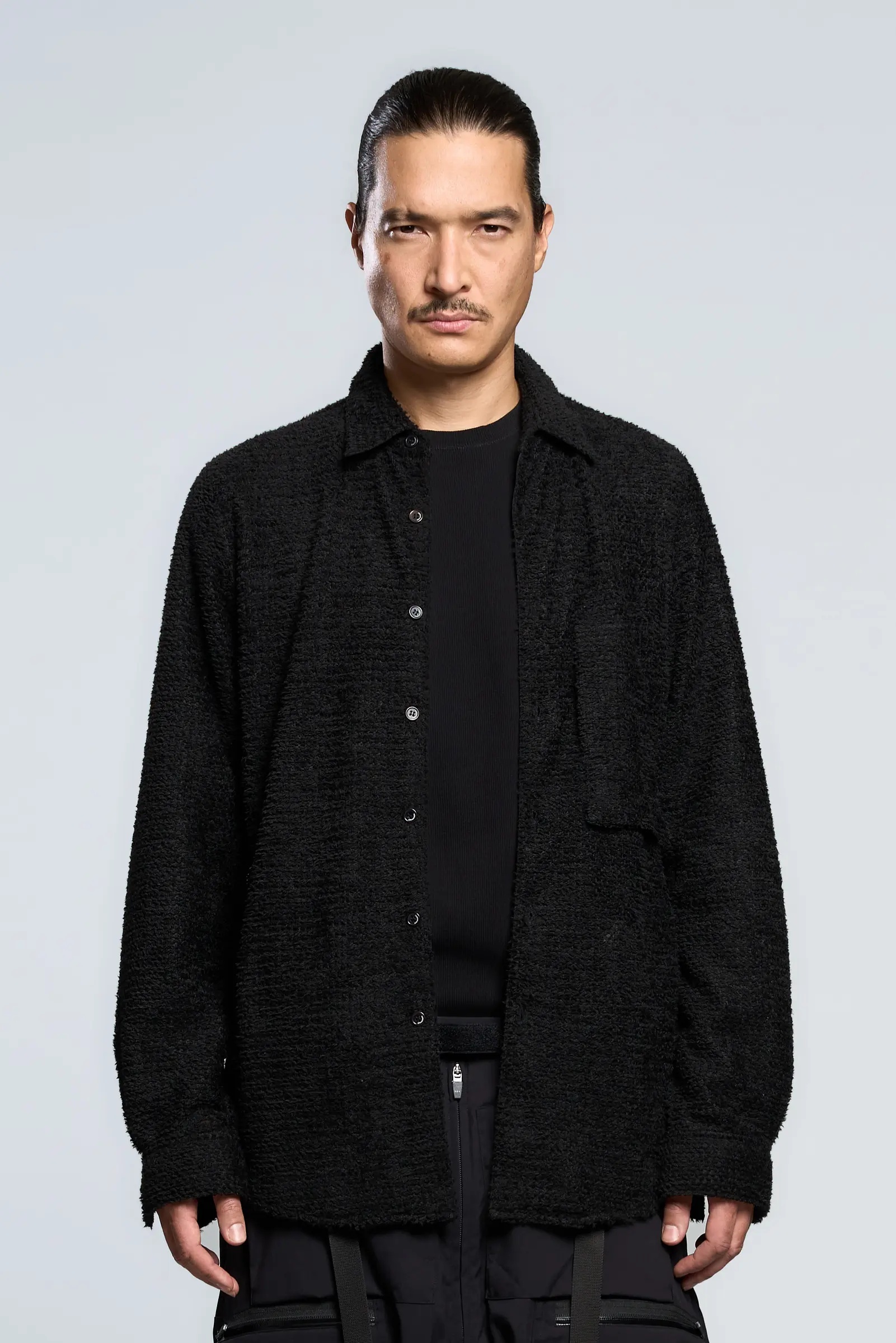 LA1-AD Lofted Knit Fiber Long Sleeve Shirt Black - 10
